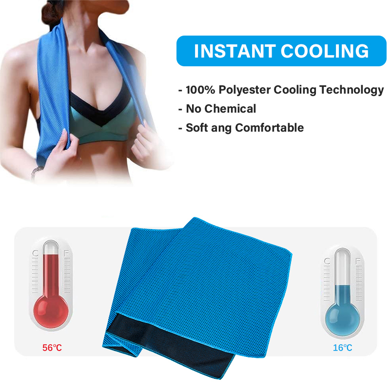 Green 5 Pack Instant Cooling Towel Set Soft Breathable Sports Sweat Towel for view 3