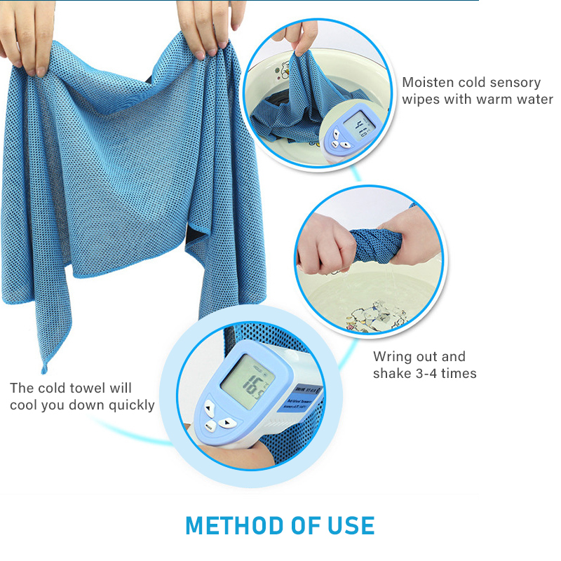Green 5 Pack Instant Cooling Towel Set Soft Breathable Sports Sweat Towel for view 4