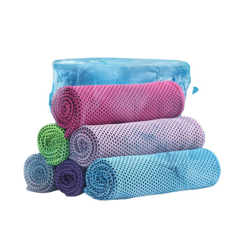 Green 5 Pack Instant Cooling Towel Set Soft Breathable Sports Sweat Towel for view 6