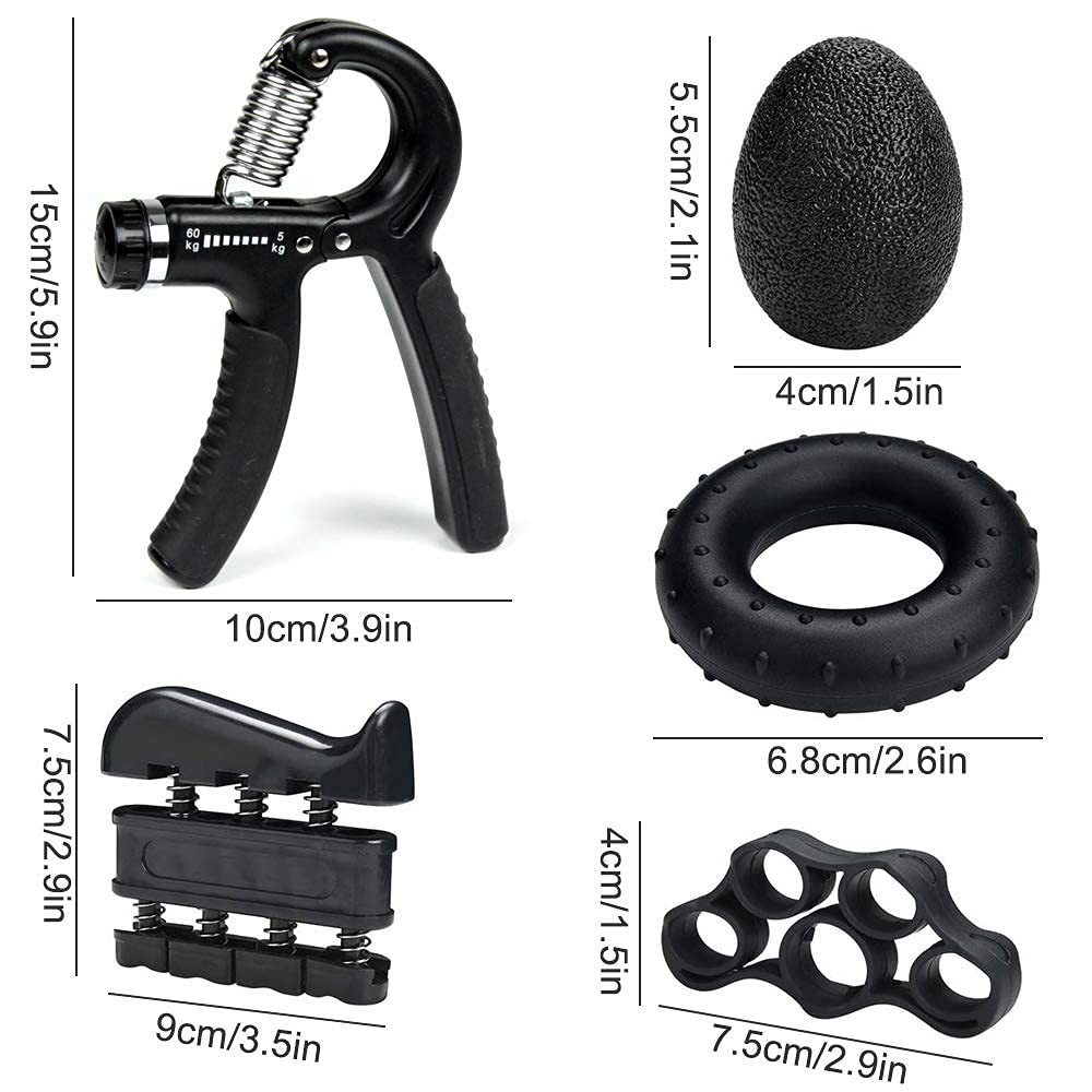Green 5 in 1 Hand Grip Strengthener Kit Adjustable Resistance Finger Stretcher view 5