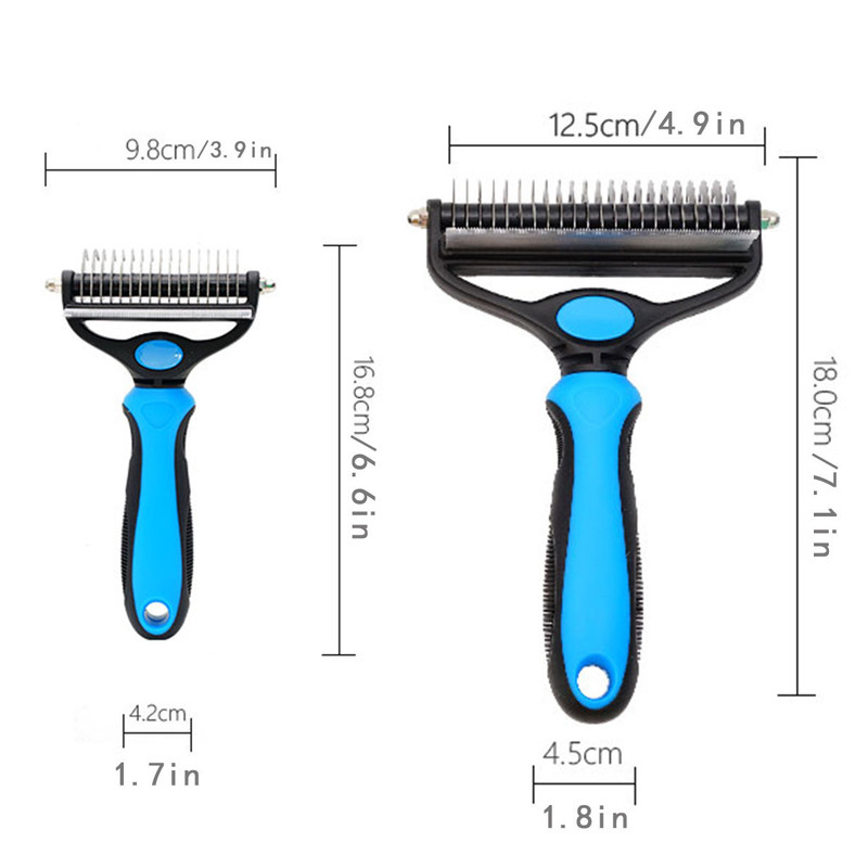Sky blue Pet Grooming Comb – Fine Toothed Side for Hair Removal and Detangling view 4