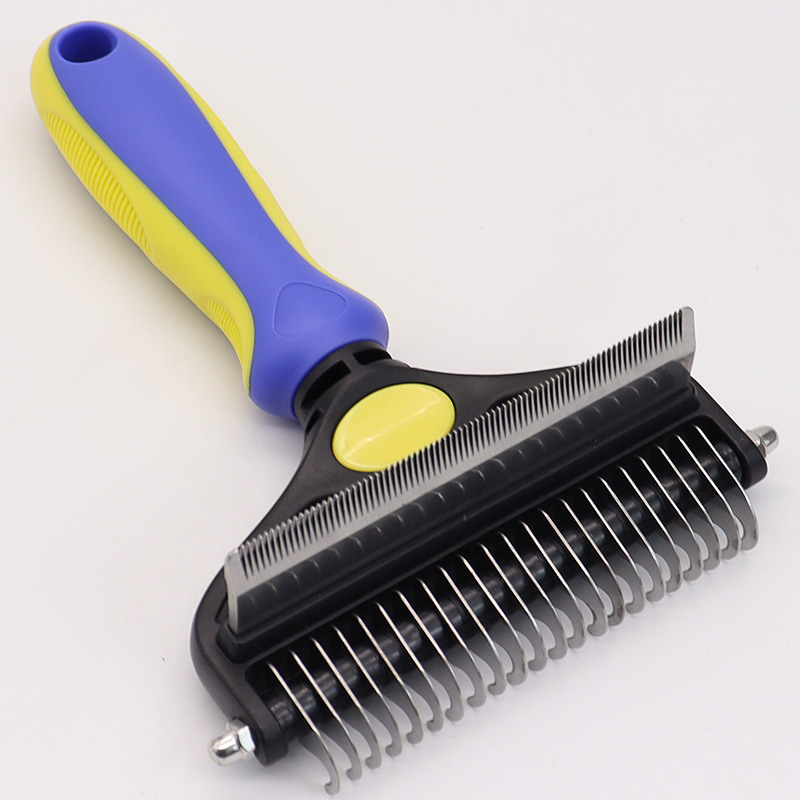 Sapphire blue Pet Grooming Comb – Fine Toothed Side for Hair Removal and — image 1