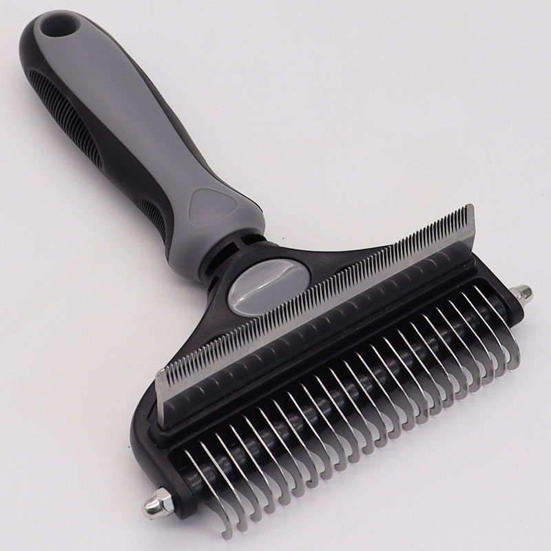 Grey Pet Grooming Comb – Fine Toothed Side for Hair Removal and Detangling — image 1