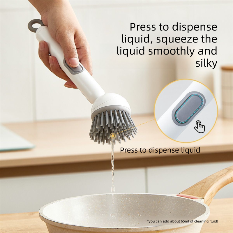 2 Pack Green Kitchen Dish Brush with Soap Dispenser Adjustable Handle 360 view 2