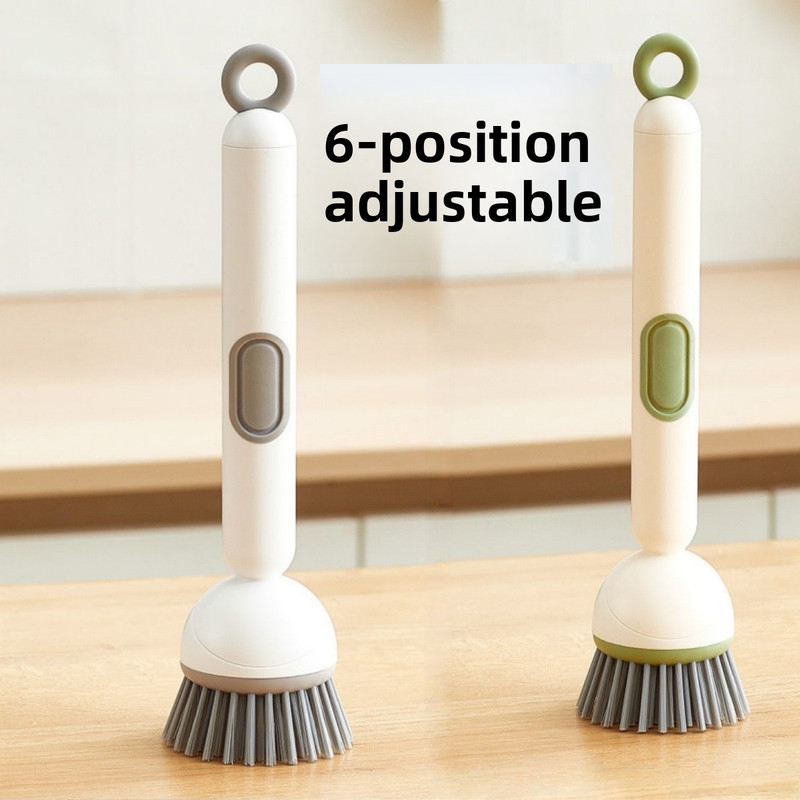 2 Pack Green Kitchen Dish Brush with Soap Dispenser Adjustable Handle 360 view 4