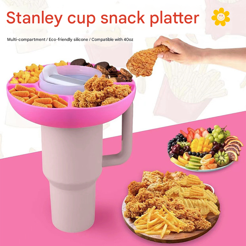 2 Pack beige Snack Bowl for Stanley 40oz Tumbler with Handle Reusable Silicone view 2