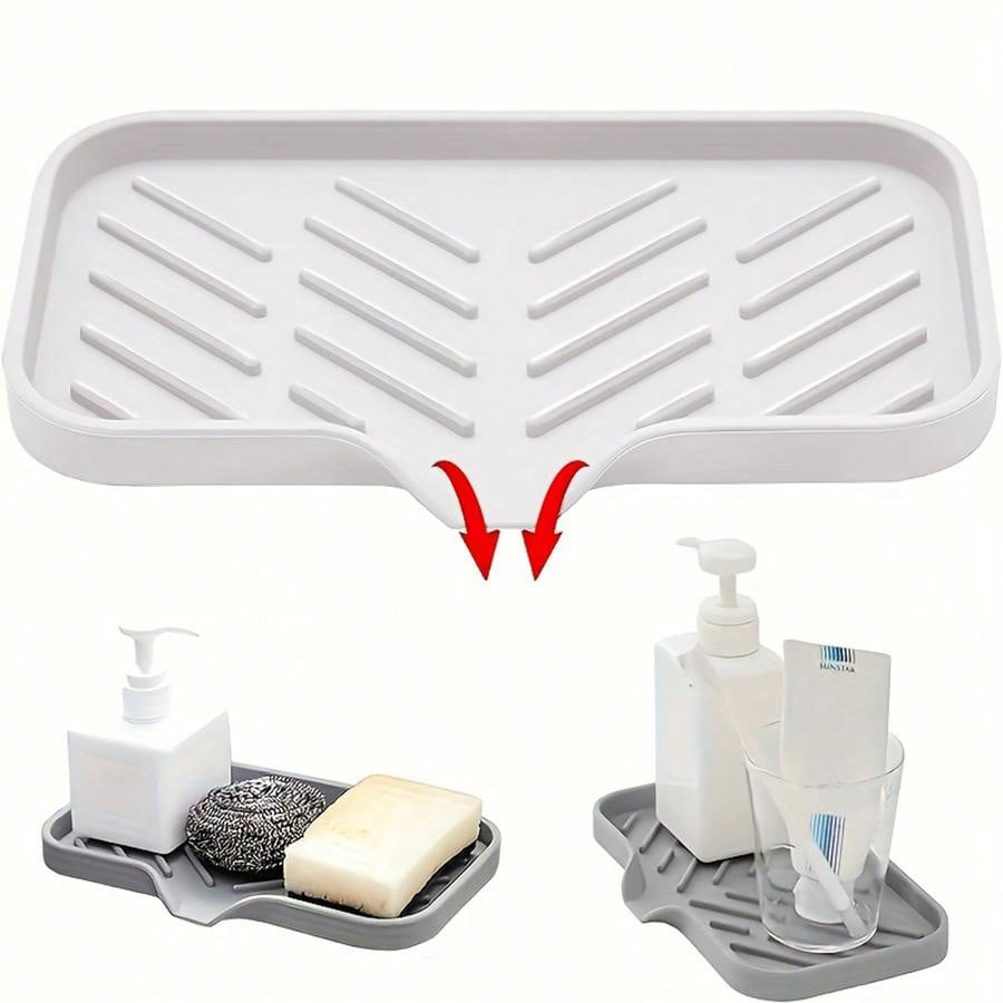 3-PCS White Large Drainable Soap Dish Tray with Anti-Slip Base for Bathroom — image 1