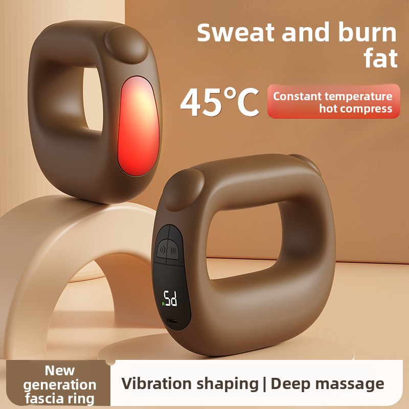 Black Portable Fascia Massage Ring Vibration Massager with Heat and LED view 2