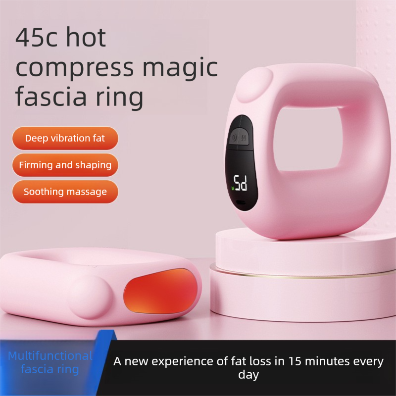 Pink Portable Fascia Massage Ring Vibration Massager with Heat and LED Display view 3