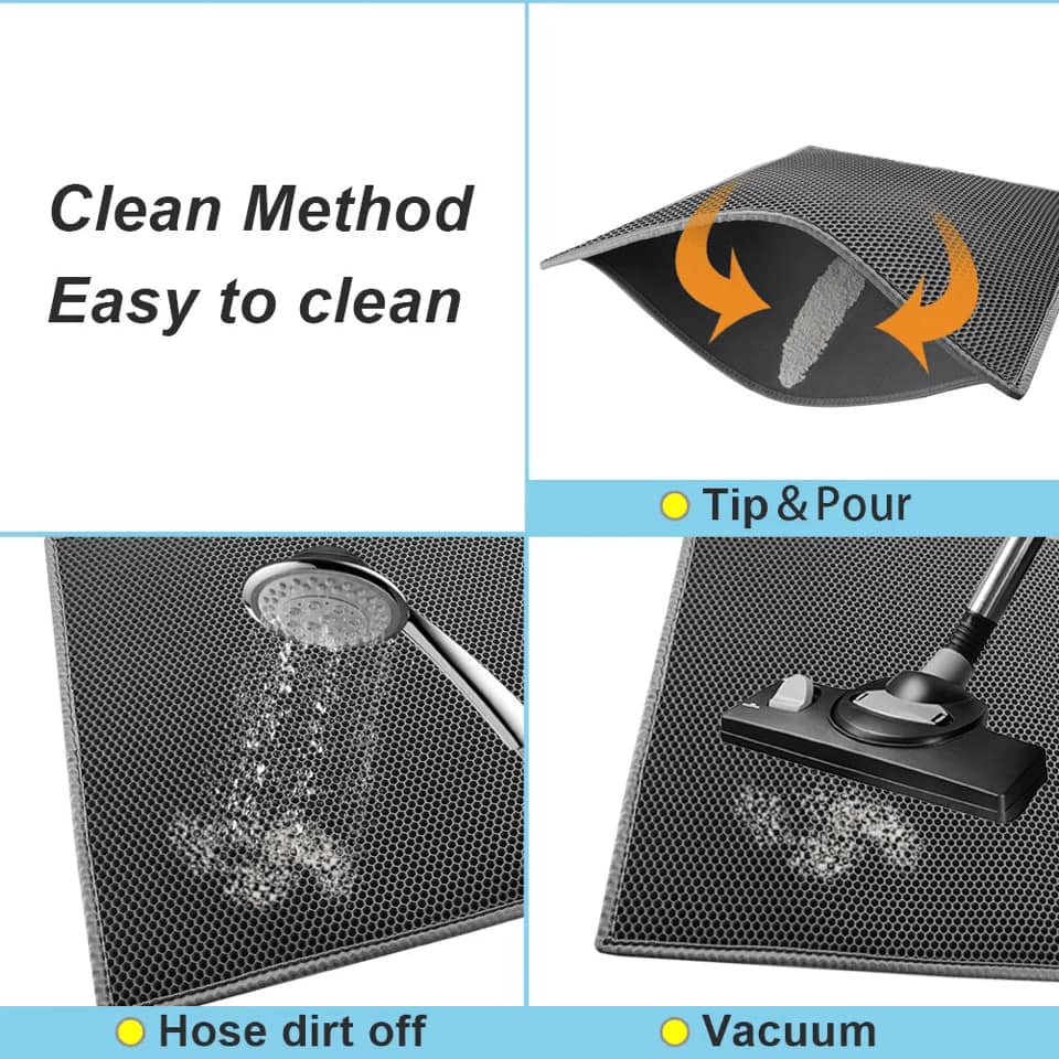 2-PCS Grey Double Layer Cat Litter Mat Honeycomb Design Waterproof EVA view 3