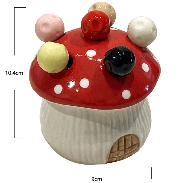 Orange Cute Cartoon Mushroom Mirror Polished Cutlery Jar with 6-Piece view 4