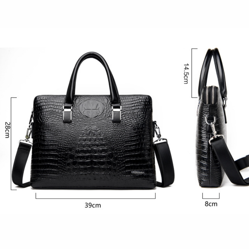 Blue Men's Luxury Crocodile Embossed PU Leather Briefcase(39 x 8 x 28 CM) With view 5