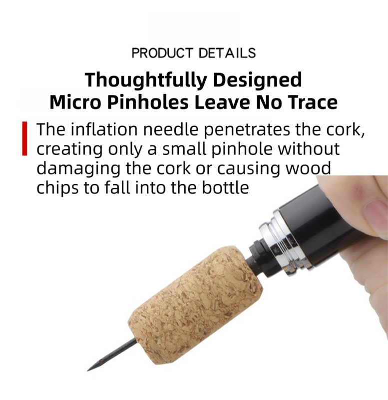 Black Pen-Style Air Pressure Wine Bottle Opener with Vacuum Wine Stopper Set view 2