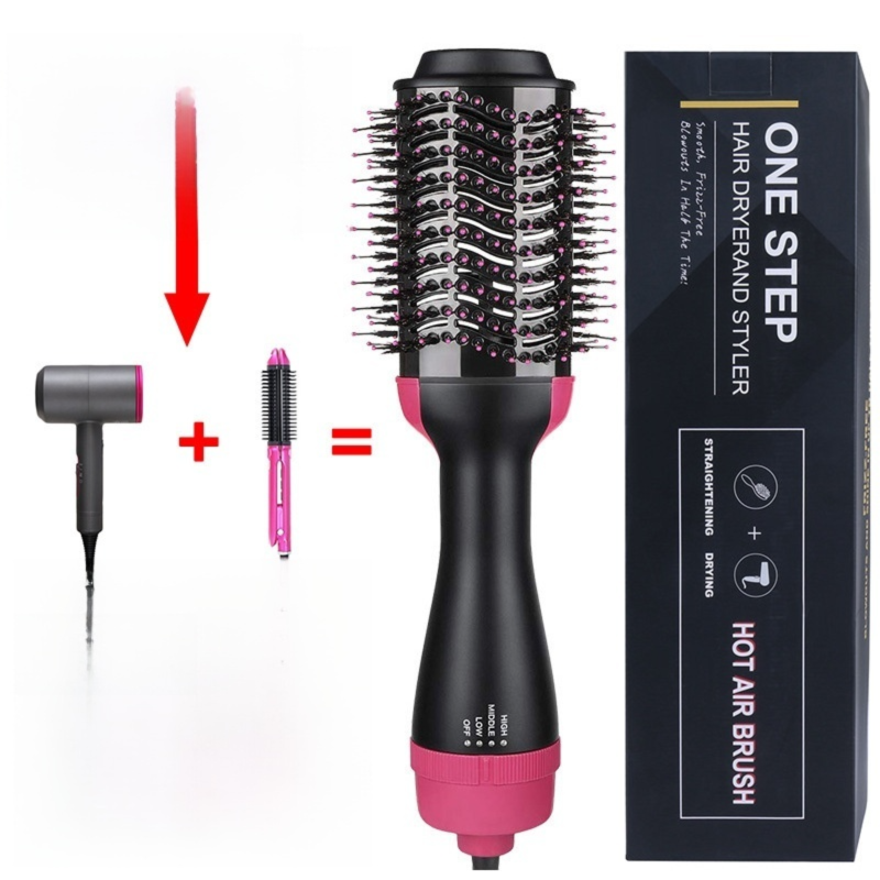 2-in-1 Black-Purple Negative Ion Hot Air Styler Brush - 7-Level Temp & 3-Gear view 7
