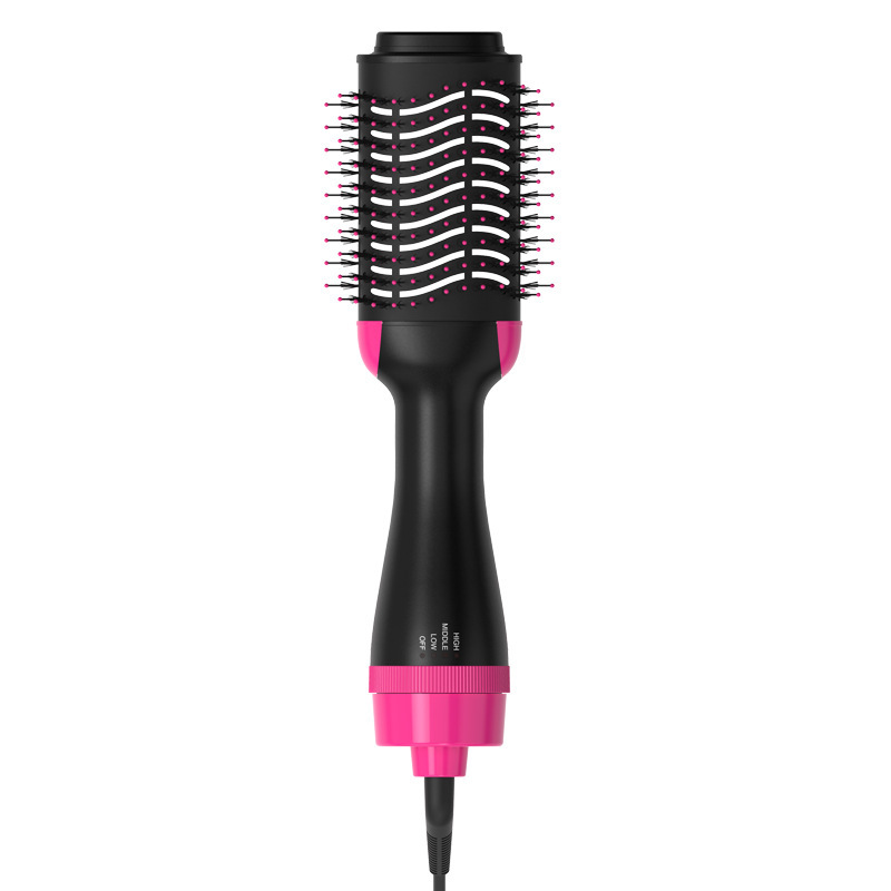 2-in-1 Black-Pink Negative Ion Hot Air Styler Brush - 7-Level Temp & 3-Gear Speed — image 1