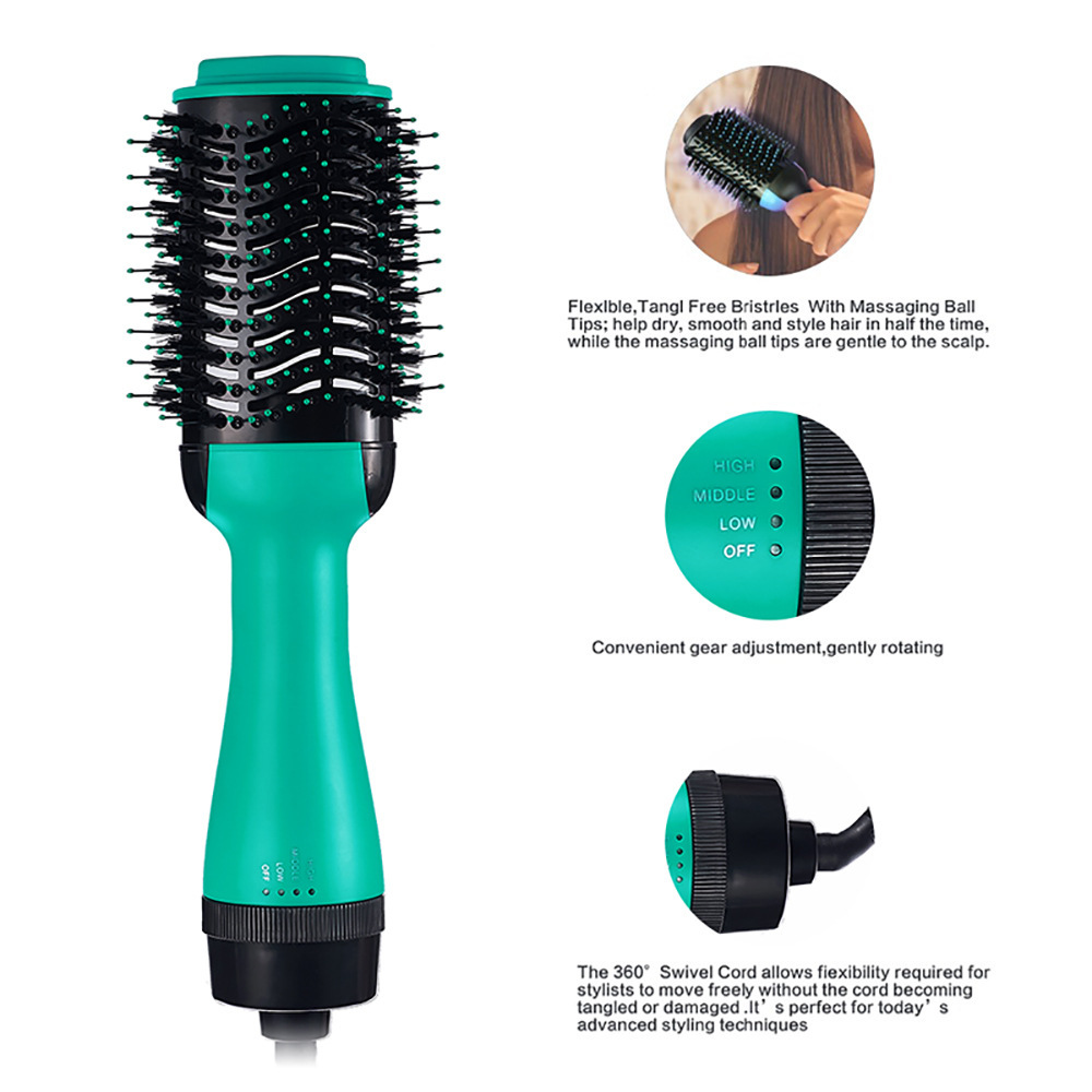 2-in-1 Black-Pink Negative Ion Hot Air Styler Brush - 7-Level Temp & 3-Gear Speed view 3