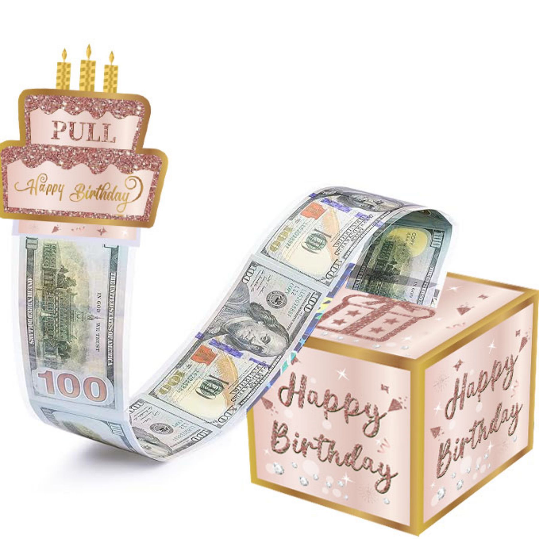 01 Pink-Gold Christmas Surprise Money Pull Box - Double-Layer Digital Design view 2