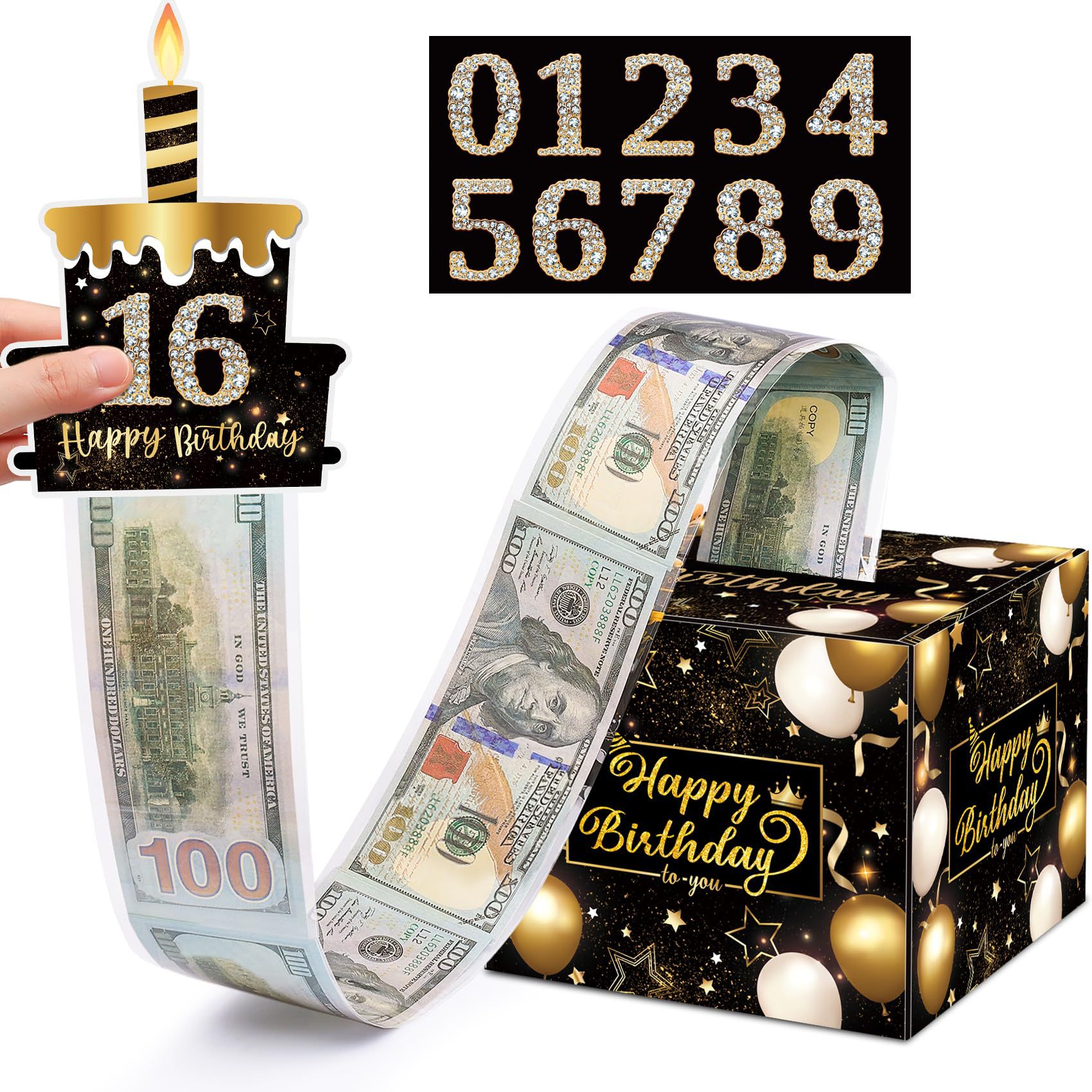 03 Black-Gold Christmas Surprise Money Pull Box - Double-Layer Digital Design