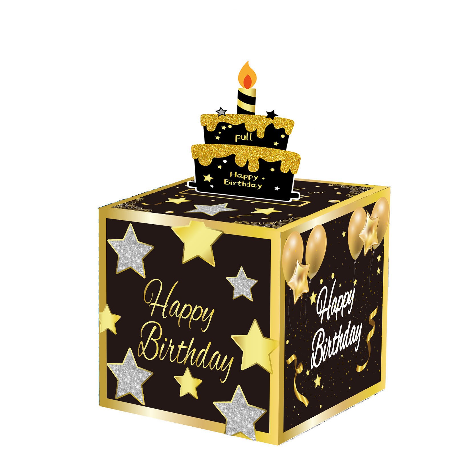 03 Black-Gold Christmas Surprise Money Pull Box - Double-Layer Digital Design view 2