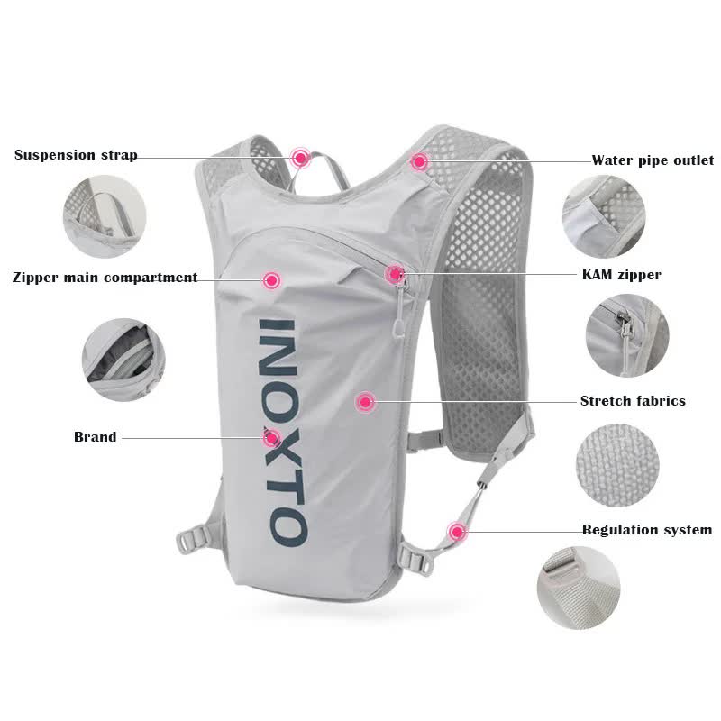 Grey-Orange 5L Ultra-Light Hydration Running Vest - Quick-Dry Trail Running & view 3
