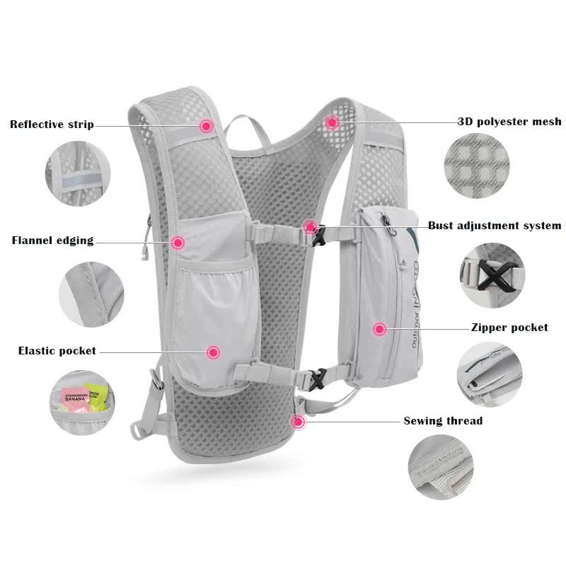 Light-Green 5L Ultra-Light Hydration Running Vest - Quick-Dry Trail Running & view 4