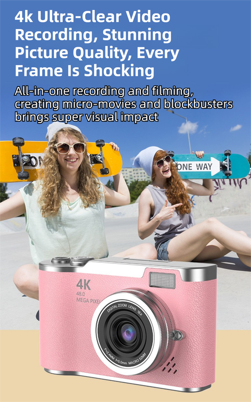 Brown 4K Compact Digital CCD Camera for Vlogging & Students - Portable Point view 6