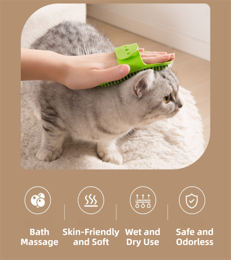 3-Pack Blue Multi-Functional Adjustable Silicone TPR Pet Grooming Massage view 4