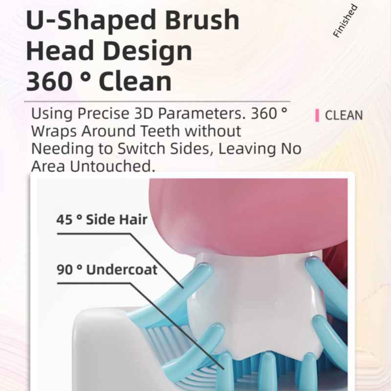 K18 Blue Raccoon 360° U-Shaped Electric Toothbrush Set for Children 2-6 Years view 4