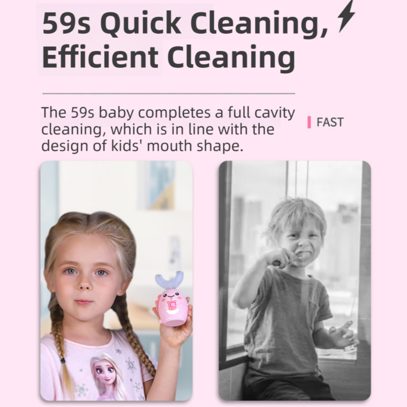 K18 Blue Raccoon 360° U-Shaped Electric Toothbrush Set for Children 2-6 Years view 6