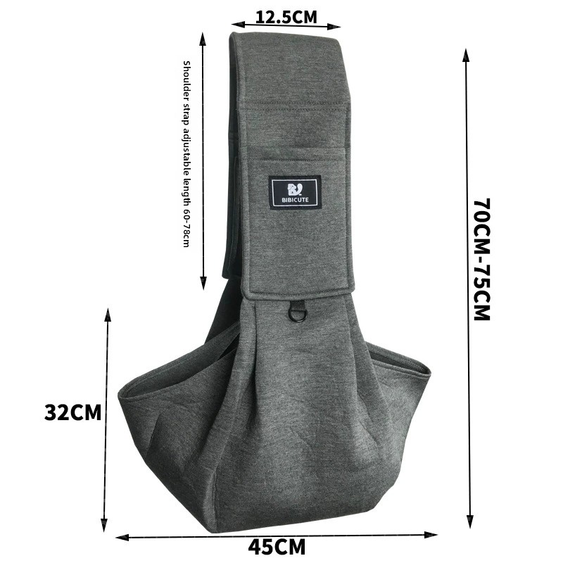Dark Grey Adjustable Pet Carrier Sling Bag - Comfortable Wide Shoulder Strap view 4