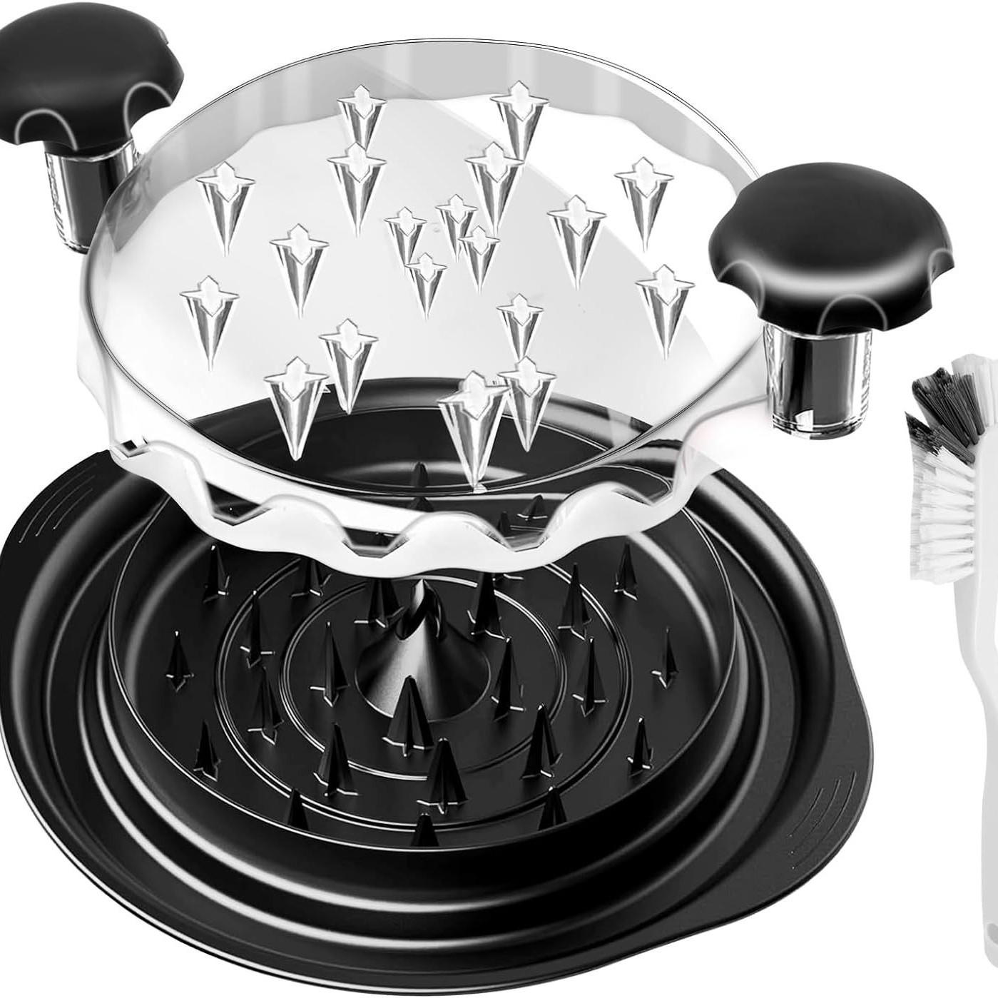 Black Chicken Shredder Machine with Transparent Lid & Brush - Manual Meat — image 1