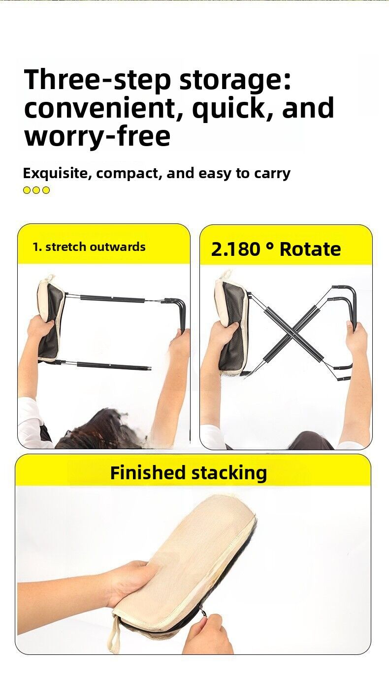 Black Foldable Compact Handbag With Stool - Ultralight Travel Seat with view 6