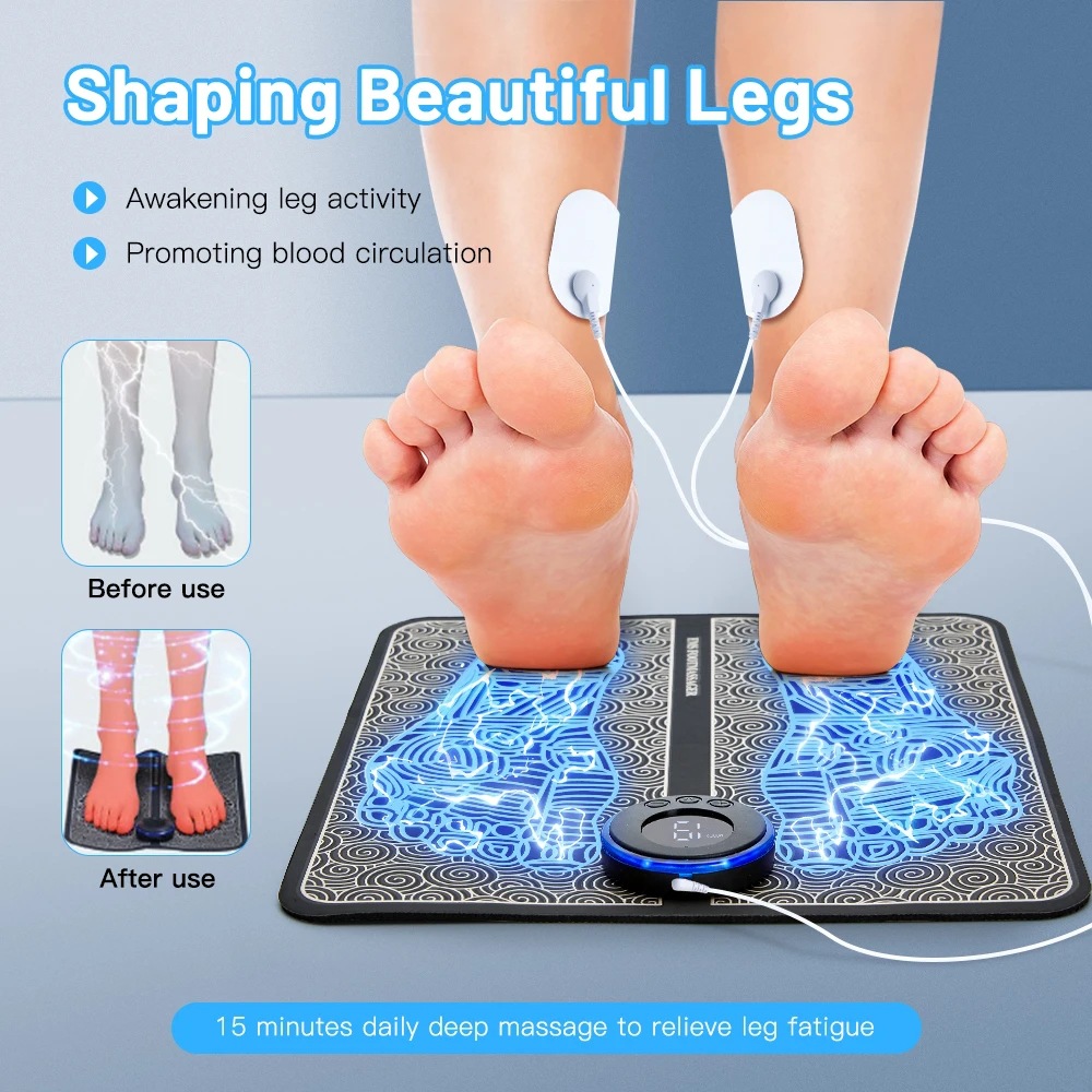 EMS Foot Massager Mat With Neck Patch + 4 Adhesive Pads + Remote Control view 3