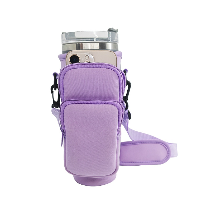 40oz Rose Red Insulated Tumbler Carrier Sleeve with Adjustable Shoulder Strap view 2