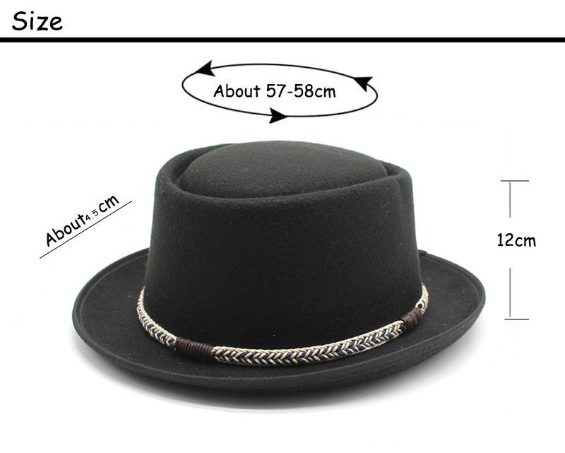 Black Unisex Stylish Pure Woolen Short-Brimmed Fedora - Classic British view 2
