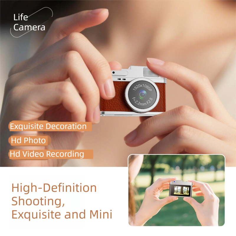 Retro Style Ultra-Mini Thumb Cam for Vlogging (White) - Portable Digital Photo view 3