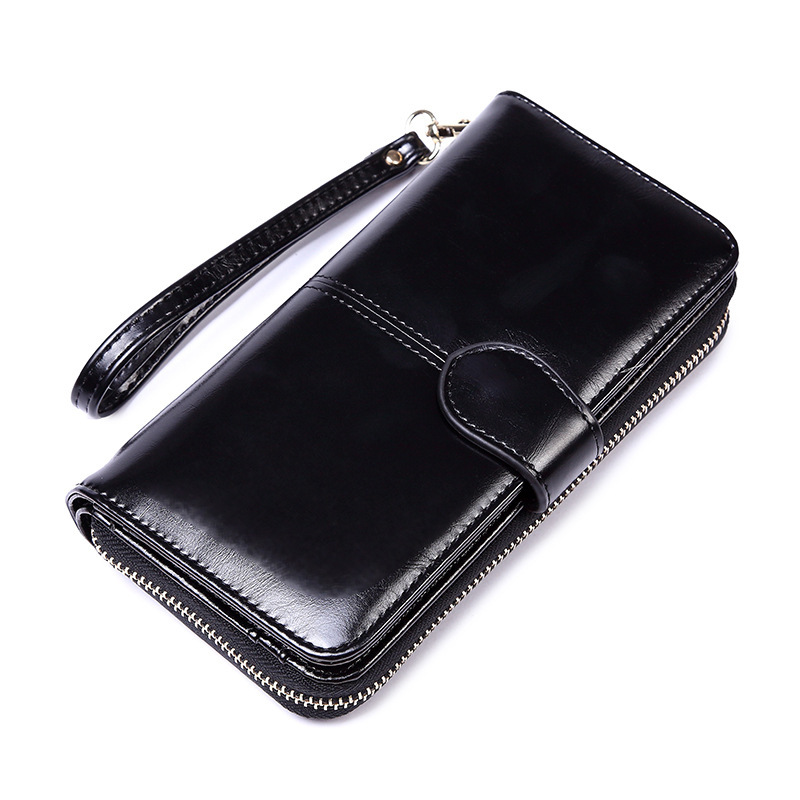 Black Women's Long Buckle Closure Wallet - PU Lether Large Capacity Multi-Slot — image 1