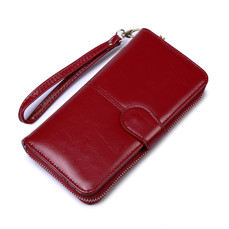 Wine Red Women's Long Buckle Closure Wallet - PU Lether Large Capacity — image 1