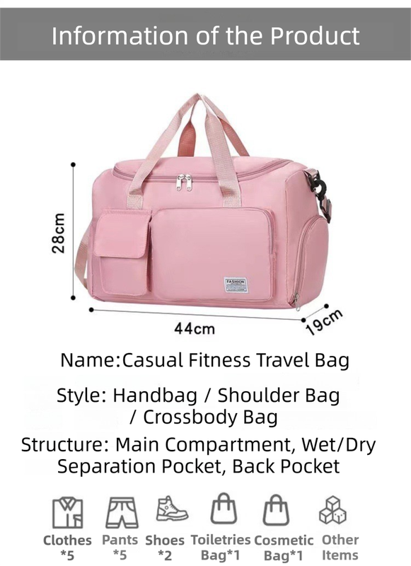 Purple Lightweight & Waterproof Sports Gym Bag with Separate Shoe Compartment view 2