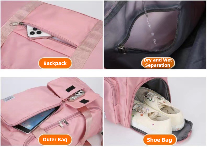 Purple Lightweight & Waterproof Sports Gym Bag with Separate Shoe Compartment view 4