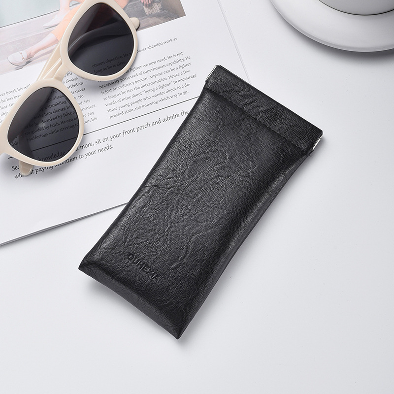 3-Pack Black Retro Texture Eyeglass Cases - PU Leather Anti-Pressure Glasses Pouch — image 1