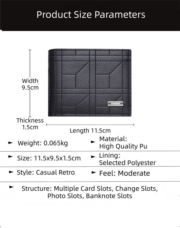 Light Brown Men's Ultra-Thin PU Leather Wallet - Compact & Stylish Bi-fold view 4