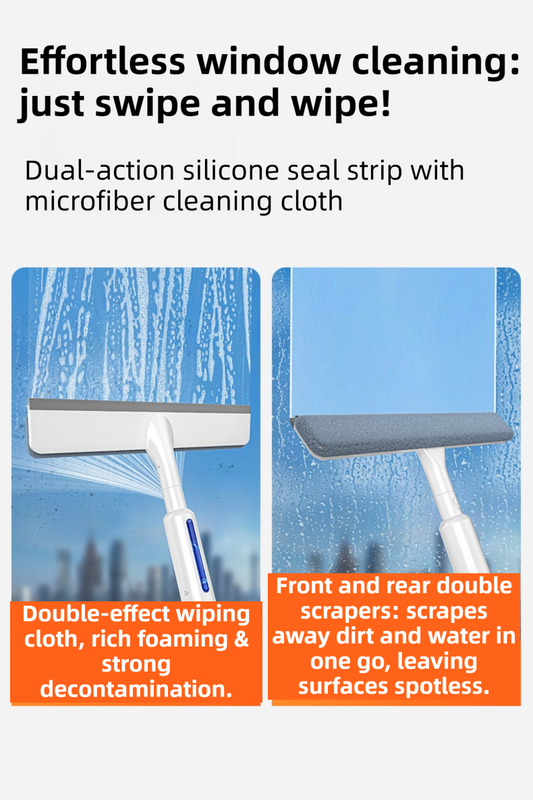 3-in-1 Spray Window Squeegee with 30cm Clean-Panel & 115cm Extension Pole view 3