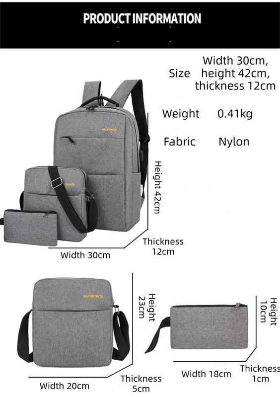 Red 3-PCS Multi-Functional & Lightweight Backpacks Set for Students - Large view 4