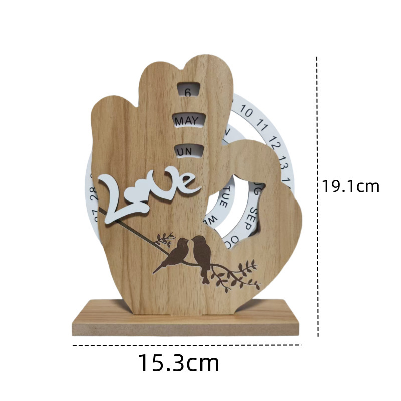 OK Sign Timber Perpetual Calendar Decoration(15.3x19.1 CM) - Manual Rotating view 2