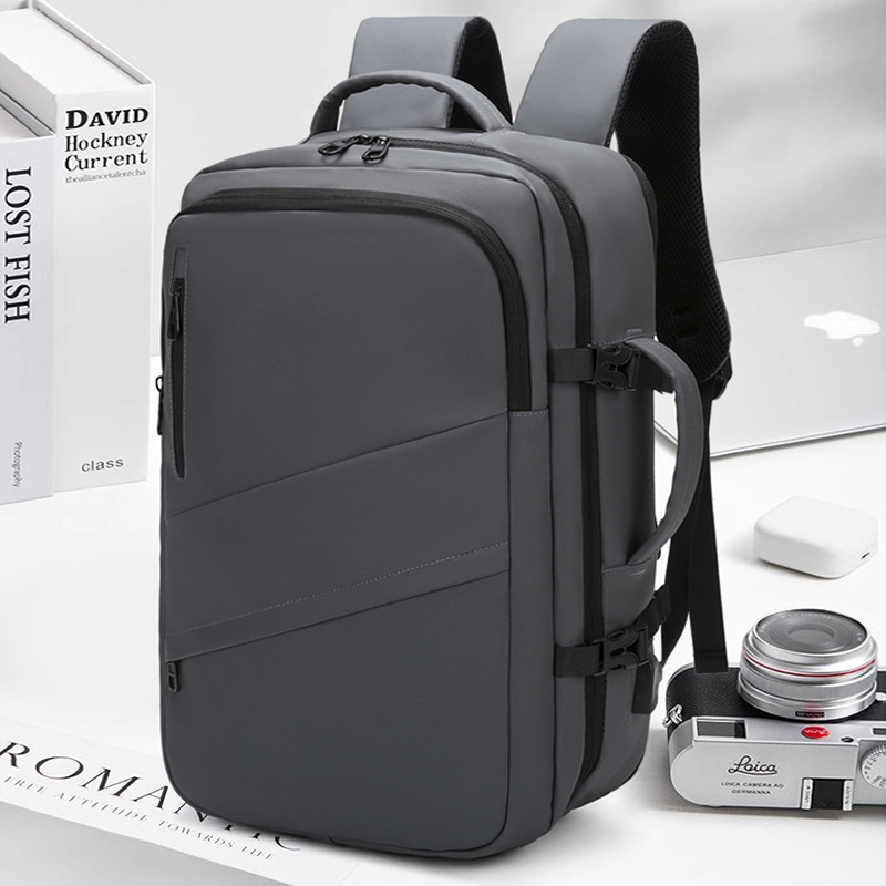 Grey Premium Business Expandable Travel Backpack with External USB Charging — image 1