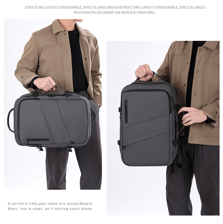 Grey Premium Business Expandable Travel Backpack with External USB Charging view 7
