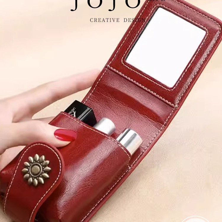 Peacock Blue Sleek Compact PU Leather Flap-Top Lip Gloss Organizer with view 2