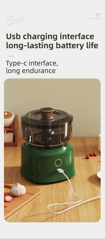 Green Wireless Electric Kitchen Grinder - Portable 150ml Baby Food Maker with view 6