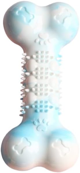 2-Pack Durable TPR Squeaky Dog Bone with Two-Tone Paw Print - Dental Health &